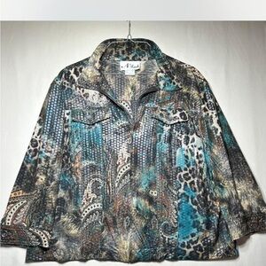 Y2K N Touch Jacket Paisley Animal Print Womens Large Snakeskin Boho Western